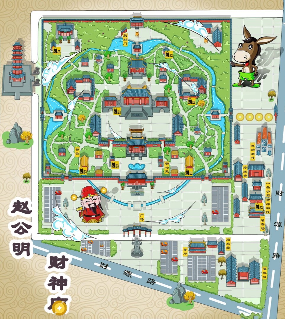阜康寺庙类手绘地图